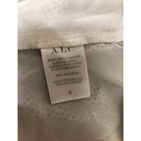 A.L.C. Viera Dress Silk Flutter Sleeve Twist Front Tiered Mini White  2 - Picture 9 of 10